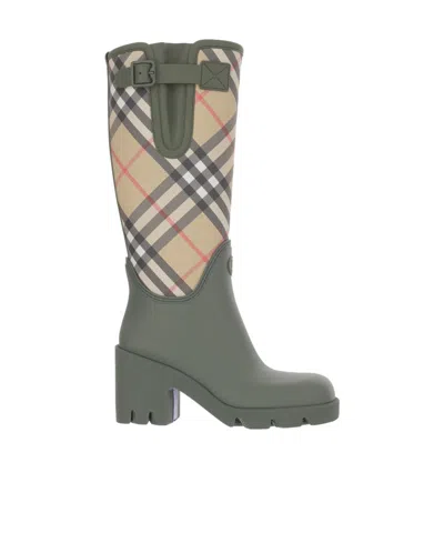 BURBERRY MARSH CHECK-PATTERN BLOCK-HEEL BOOTS