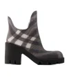Burberry Marsh Check Rubber Rain Booties In Black