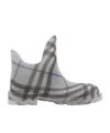 Burberry Gray Check Rubber Marsh Low Rain Boots In Gray