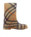 Burberry Little Kids Beige Check Rubber Marsh Boots In Brown