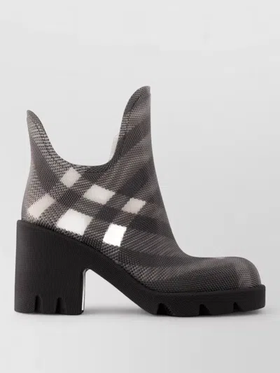 Burberry Marsh Heel Ankle Boots Geometric Leather In Black
