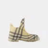 Burberry Beige Printed Rubber Ankle Boots
