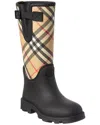 Burberry Rubber Marsh Checked Nylon And Rubber Rain Boots In Black