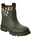 Burberry Olive Green Rubber Marsh Stamp Ankle Boots In Green