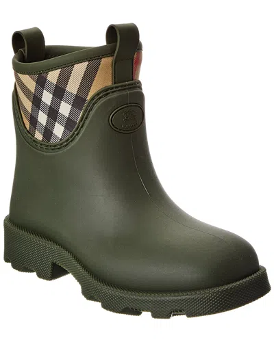 Burberry Check-lined Rubber Ankle Boot In Green