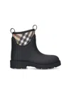 Burberry Women Black Rubber Marsh Stamp Ankle Boots In Multi