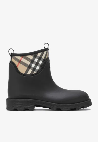 Burberry Marsh Stamp Rubber Ankle Boots In Black