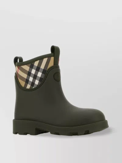 Burberry Marsh Stamp Ankle Boots In Rubber With Check Pattern