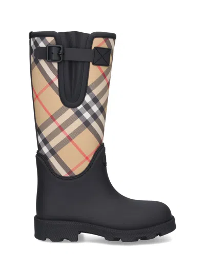Burberry Rubber Rain Boots In Black
