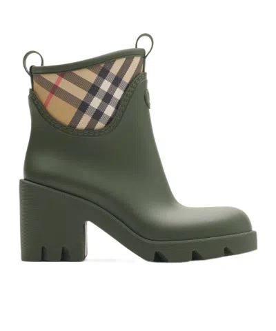 Burberry Marsh Stamp Heeled Low Boots In Blue