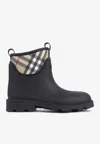 Burberry Marsh Stamp Rubber Ankle Boots In Black