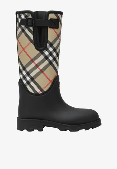 Burberry Marsh Stamp Mid-calf Rain Boots In Black