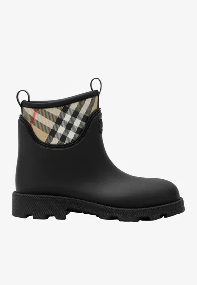 Burberry Marsh Stamp Rain Ankle Boots In Black