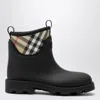 Burberry Check Pattern Boots Pull Tabs Rubber Sole In Black