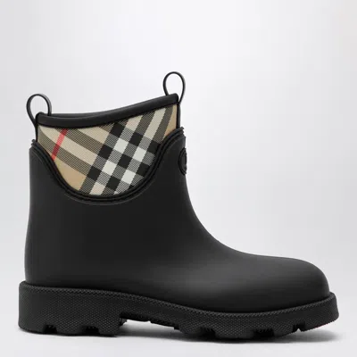 Burberry Marsh Stamp Rubber And Nylon Rain Boots In Black In Multi