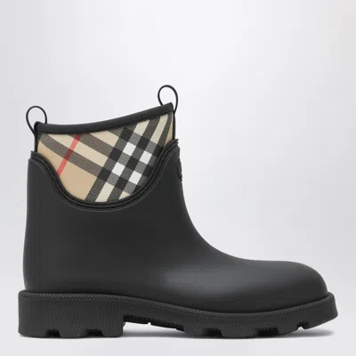 Burberry Marsh Stamp Rubber Ankle Boots In Black