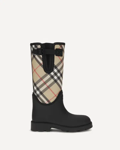 Burberry Marsh Stamp Rubber High Boots In Black