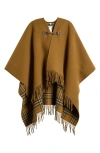 Burberry Check Wool Cape In Shrew