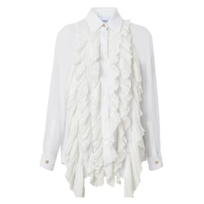 Burberry Marta Ruffle-detailing Long-sleeve Blouse In White