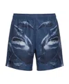 Burberry Martin Logo Beach Shorts In Blue