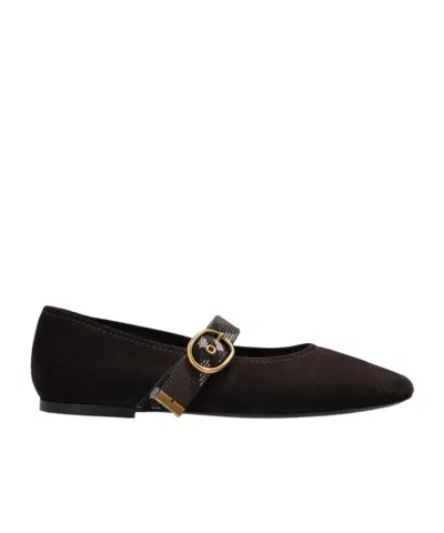 Burberry Mary Jane Flats In Brown