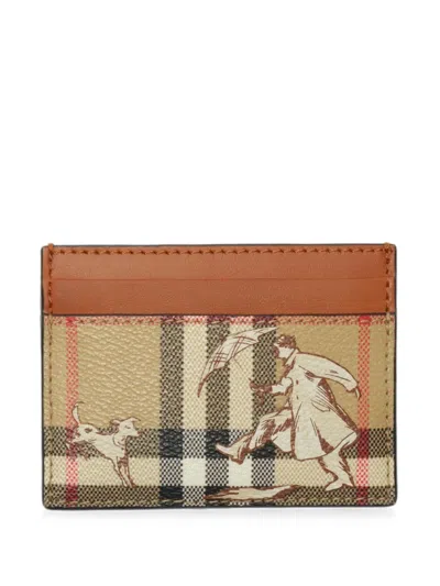 Burberry Mates Check Card Holder In Brown