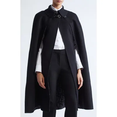 Burberry Maud Wool Blend Cape In Black