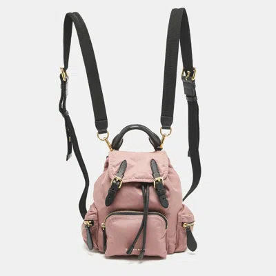 Pre-owned Burberry Mauve Pink Nylon Mini Drawstring Backpack