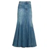 Burberry Flared Denim Maxi Skirt In Grey/blue