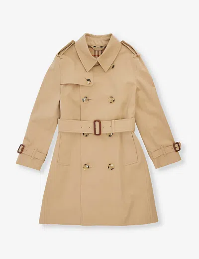 BURBERRY HONEY MAYFAIR COTTON TRENCH COAT 8-14,66719732