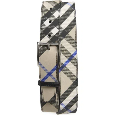 Burberry Mb Shield Buckle Check Coated Canvas Belt In Lichen