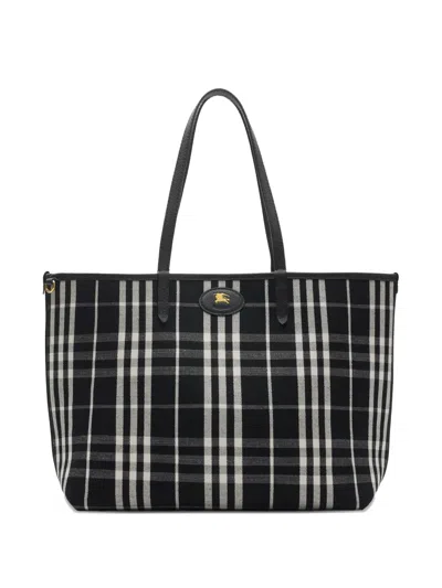 Burberry Md Reversible Tote In Black