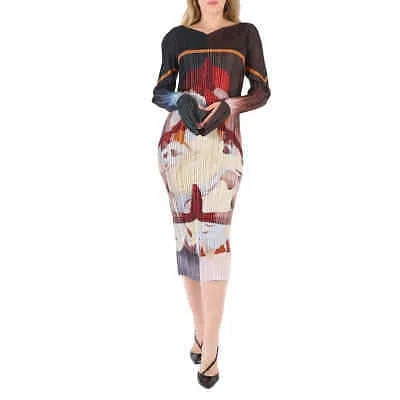 Pre-owned Burberry Meditation Print Satin Plisse Dress In Check Description