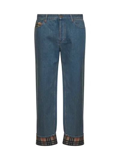 Burberry Dexter Jeans With Traditional Check In Blue