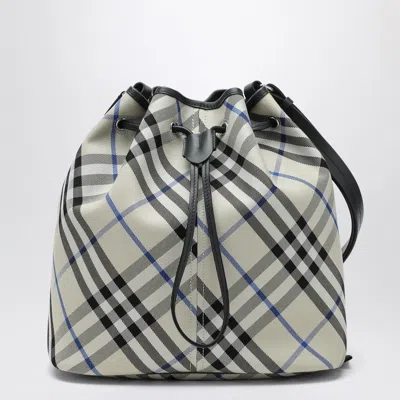 BURBERRY BURBERRY  MEDIUM BUCKET BAG WITH LICHEN-COLOUR CHECK PATTERN