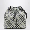 Burberry Medium Bucket Bag With Lichen-colour Check Pattern Women In Green