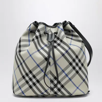 BURBERRY BURBERRY MEDIUM BUCKET BAG WITH LICHEN-COLOUR CHECK PATTERN WOMEN