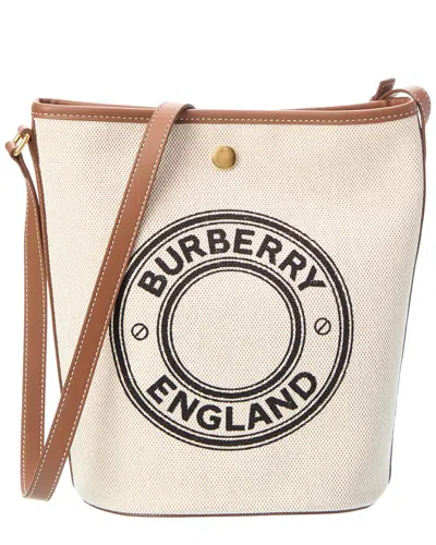 Burberry Medium Canvas & Leather Bucket Bag In Brown