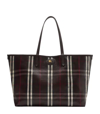 Burberry Medium Canvas Highlands Tote Bag In Brown
