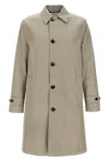 Burberry Long Cotton Double-breasted Coat With Notched Lapel In Neutral