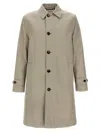 Burberry Long Cotton Double-breasted Coat With Notched Lapel In Gray