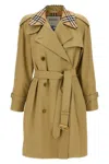 Burberry Castleford Check Collar Water Resistant Gabardine Trench Coat