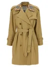Burberry Castleford Check Collar Water Resistant Gabardine Trench Coat In Brown