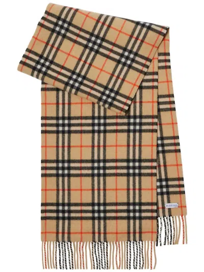 Burberry Vintage Check Cashmere Scarf In Brown