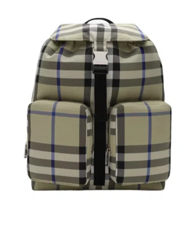 Burberry Medium Check Backpack In Green
