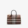 Burberry Printed Canvas Medium Check Handbag In Brown
