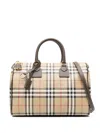 Burberry Beige Mini Check Bowling Bag In Braun