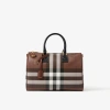 Burberry Printed Canvas Medium Check Handbag In Brown