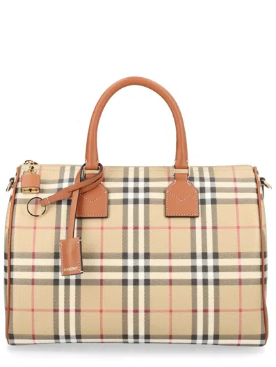 Burberry Medium Check Bowling Bag In Sand