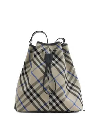 Burberry Medium Check Bucket Bag In Lichen Color